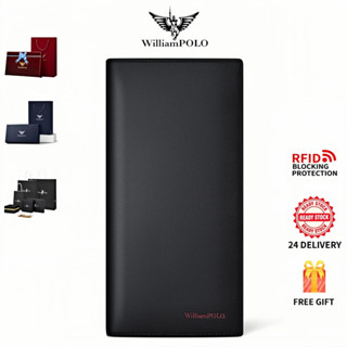WilliamPOLO กระเป๋าสตางค์ผู้ชายหนังแท้ ดีไซน์หรูหรา กระเป๋าส…