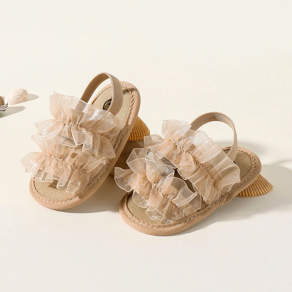 แฟชั่นเด็กเล็ก New Born เด็กผู้หญิงรองเท้าเจ้าหญิงลูกไม้เด็กวัยหัดเดินฤดูร้อนรองเท้าแตะรองเท้ากันลื่น First Step รถ 0-18M