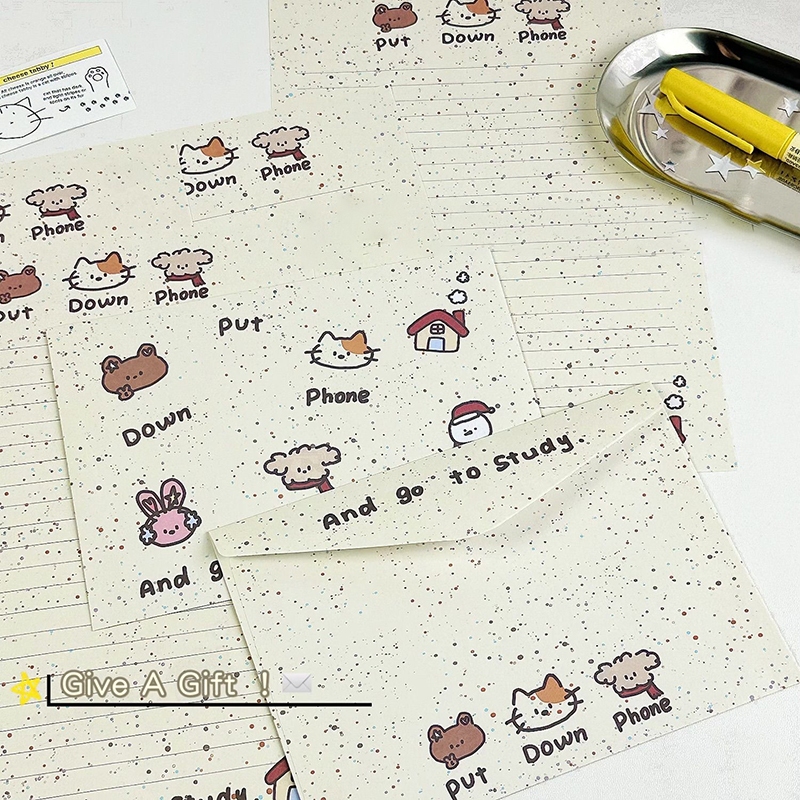 8ชิ้น/เซ็ตสัตว์น่ารักซองจดหมายกับแผ่นตัวอักษร ทําเอง จดหมายรักเขียนของขวัญวันหยุดห่อการ์ดเชิญงานแต่งงานโปสการ์ดพรการ์ดอวยพรปก