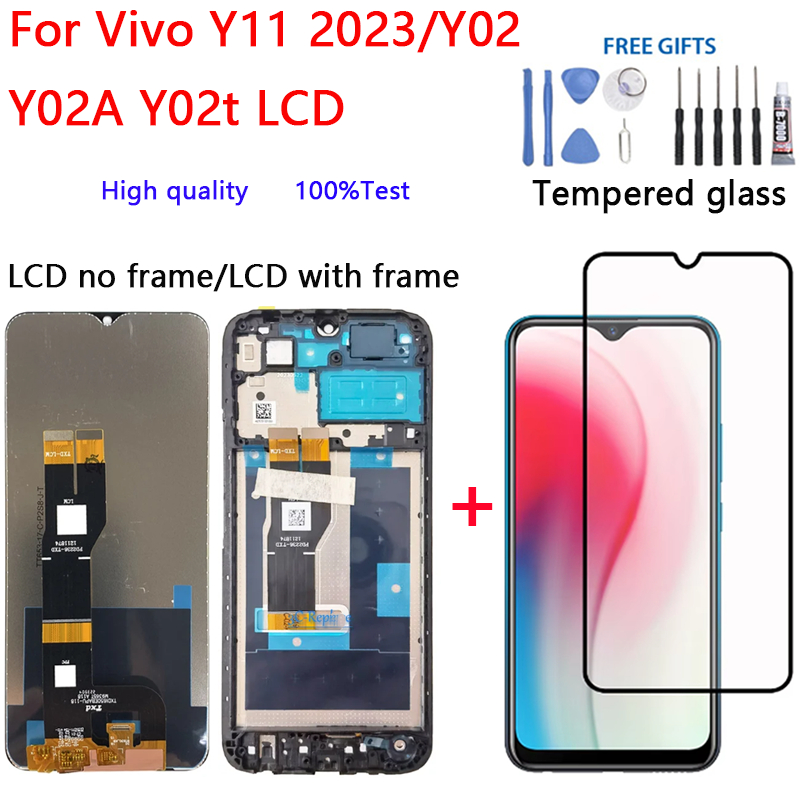 6.51 "LCD ต้นฉบับสําหรับ Vivo Y11 2023/Y02 Y02A Y02t V2213 V2217 จอแสดงผล Touch Screen Digitizer Ass
