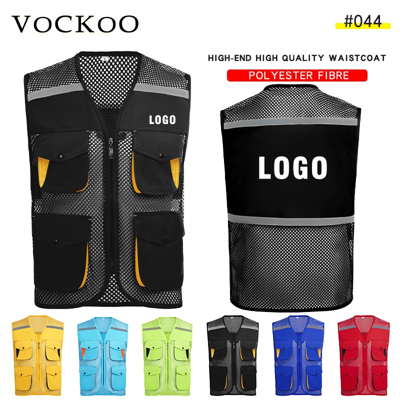เสื้อกั๊กชุดทํางานสะท้อนแสง โลโก้ที่กําหนดเอง เสื้อกั๊กกิจกรรมการประชาสัมพันธ์อาสาสมัคร