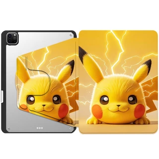 Pikachu เคสสำหรับ ไอแพด หมุนได้360° gen10 Air6 gen7 gen8 gen9 Air4 Air5 Pro11 Air1/2 Gen5gen6 pro12.9 Pro13 mini4/5 mini6 วัสดุอะคริลิ ปิกาจู เคสไอเเพด