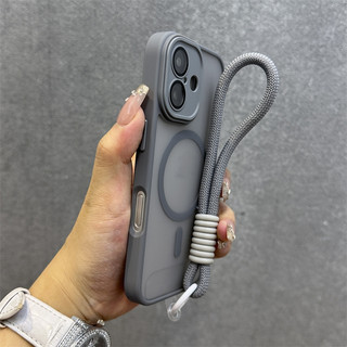 .เคส Iphone พร้อมสายคล้องLuxury Matteโปร่งแสงเคสโทรศัพท์สําหรับiPhone 11 12 13 14 15 16 Pro max 14 15 16 Plusกรณีความงามกันกระแทกขอบนุ่มฮาร์ดพนักพิง