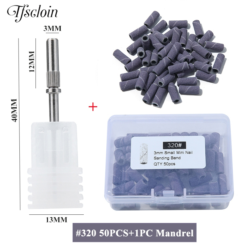 Tfscloin 50 ชิ้น 3 มิลลิเมตร Mini Sanding Bands พร้อมเพลาชุดสําหรับ Dead Skin Calluse ขัดเล็บ Mini Sandband เล็บเจาะ Bits เล็บเครื่องมือ