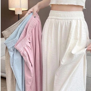 S-XL Straight-leg Trousers High Waist Garterized Casual Pants