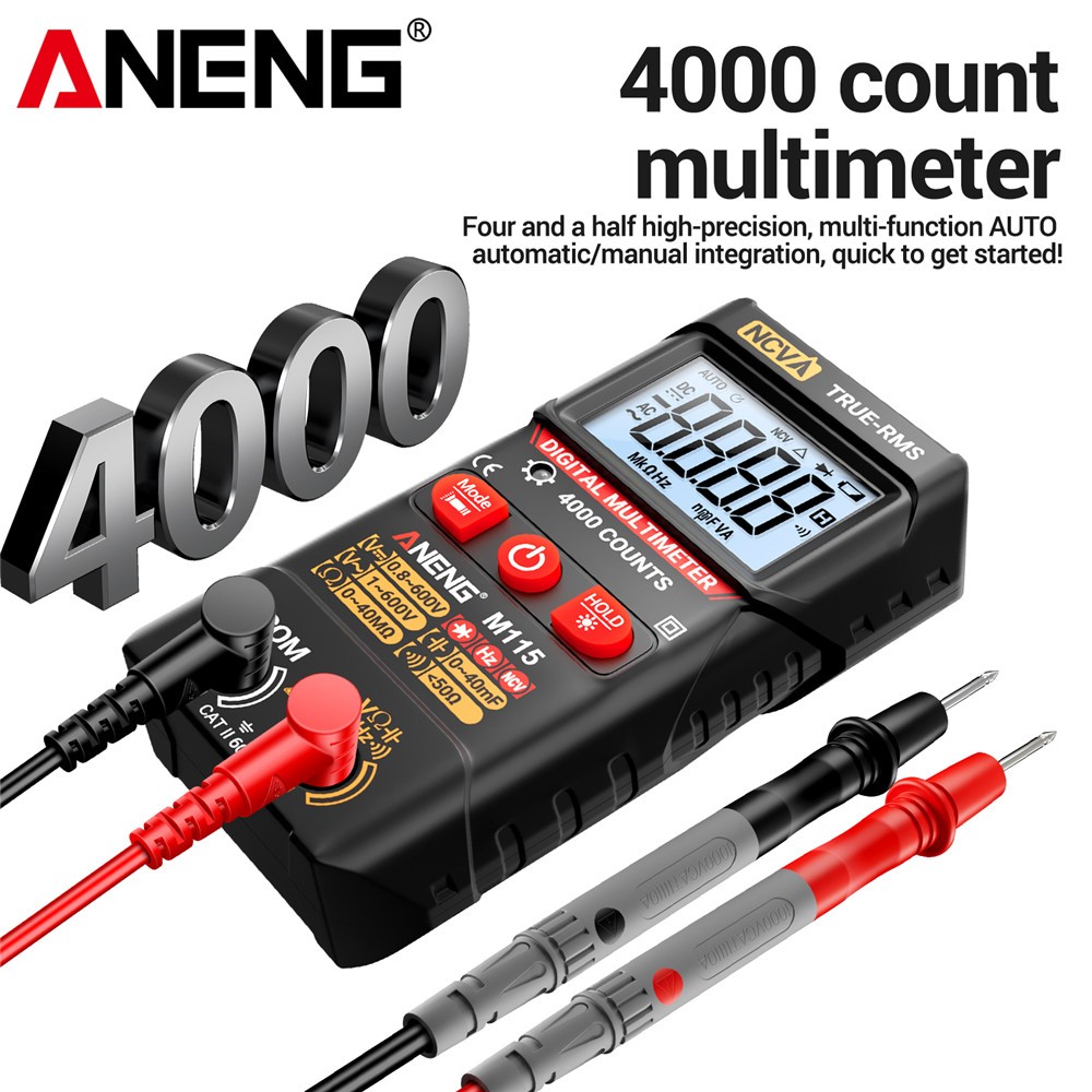 Aneng M115 สมาร์ทมินิมัลติมิเตอร์ 4000 นับดิจิตอล DC/AC แรงดันไฟฟ้า Ohm NCV ความต้านทาน Muiti-function Multimetro เครื่องมือทดสอบ