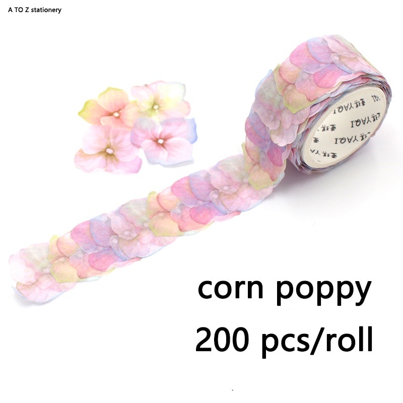 Kawaii เทปสติ๊กเกอร์ลายกลีบดอกไม้สําหรับตกแต่งสมุด Diy