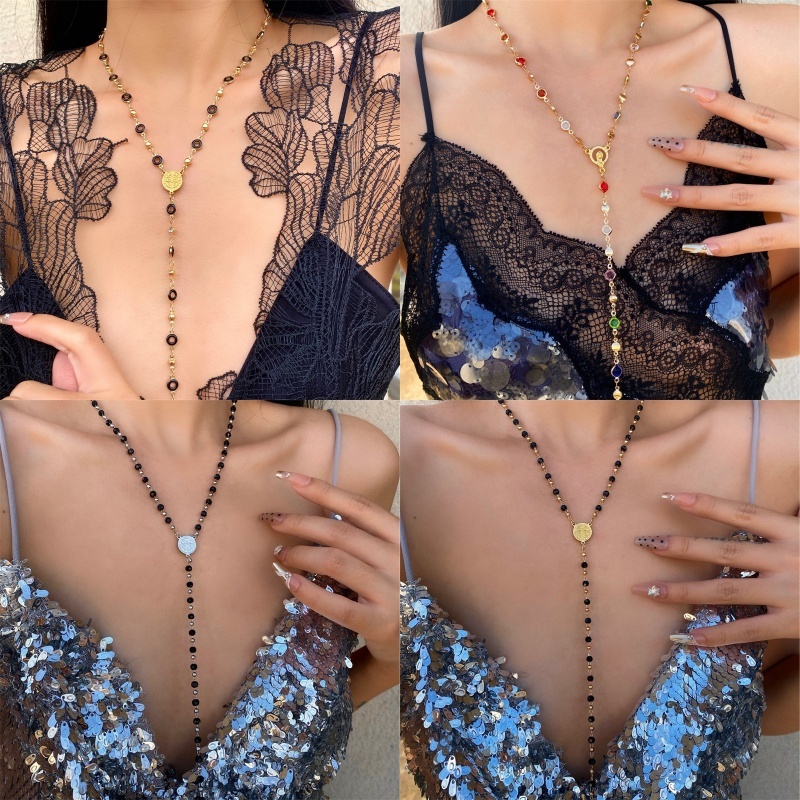 แฟชั่น Retro ยาวพู่สร้อยคอ Dopamine สี y ออกแบบสร้อยคอ Rhinestone สีสัน Fringed Heart เสื้อกันหนาวสําหรับผู้หญิง Vintage เครื่องประดับของขวัญ