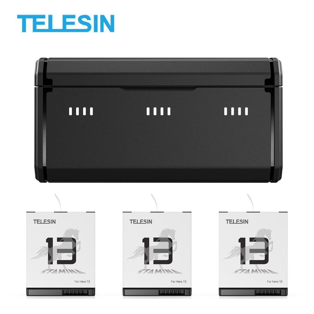 Telesin แบตเตอรี่ Enduro สําหรับ GoPro Hero 13 Low Temperature Battery Storage Case Charger Box Go pro 13