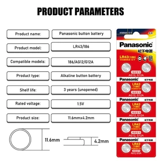Panasonic 1.5V เซลล์ปุ่ม LR41/LR44/LR1130 แบตเตอรี่อัลคาไลน์ เหมาะสําหรับรีโมทคอนโทรลรถยนต์ เครื่องคิดเลข รถของเล่น นาฬิกา เครื่องชั่งอิเล็กทรอนิกส์ขนาดเล็ก