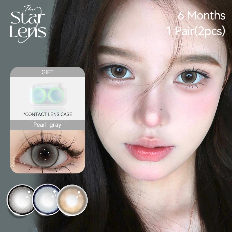 คอนแทคเลนส์สีน้ำตาล/เทา Starlens คอนแทคเลนส์ธรรมชาติ ปรับสีได้ 0.0 ใช้ครึ่งปี 2 ชิ้น 14.5mm