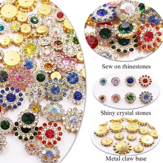100 ชิ้นผสมสี Claw Rhinestones สําหรับเย็บปักถักร้อยดอกไม้คริสตัล Flatback เย็บ Rhinestone สําหรับเสื้อผ้า