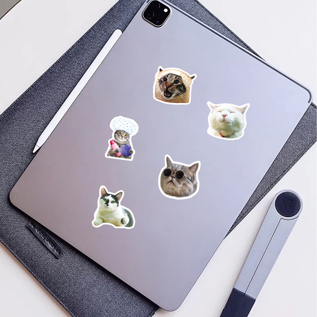 100 ชิ้นแมวตลก มีม ทําเอง สร้างสรรค์สติกเกอร์กันน้ําสําหรับโทรศัพท์แล็ปท็อปหมวกกันน็อคสติกเกอร์กราฟฟิตีสเก็ตบอร์ดสติกเกอร์รถ - รูปที่ 7