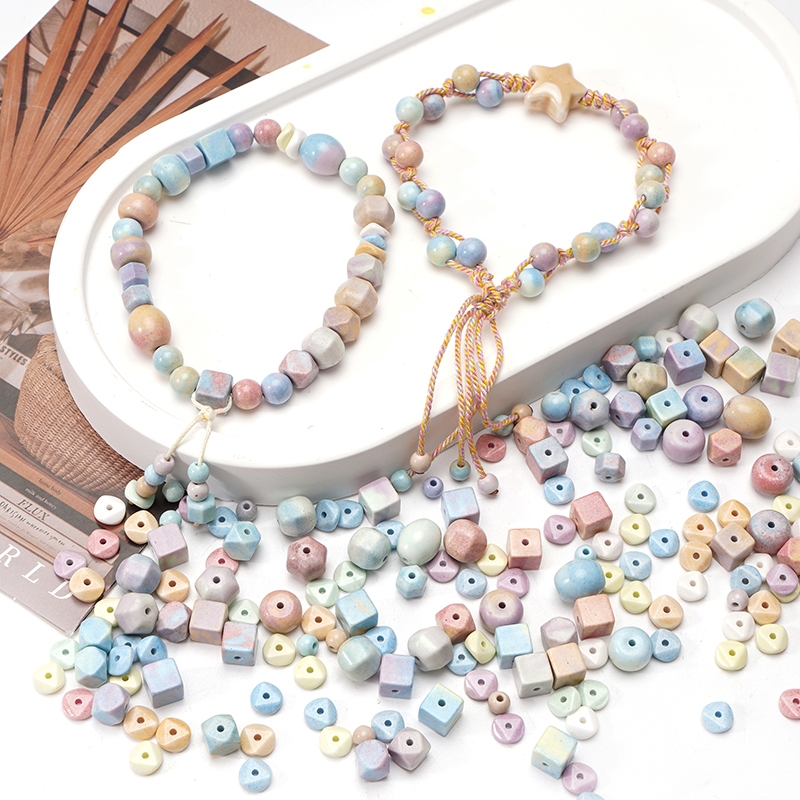 Alxa Rainbow Stone หินธรรมชาติ DIY สร้อยข้อมือสร้อยคอลูกปัดแฟชั่นเครื่องประดับอุปกรณ์เสริม