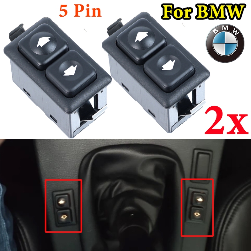 2 ชิ้น 5Pin พร้อมไฟปุ่มสวิทช์หน้าต่างสีดํา Illuminated สําหรับ BMW E23 E24 E28 E30 L6 M5 316i 318i 318is 320i 323i 61311381205