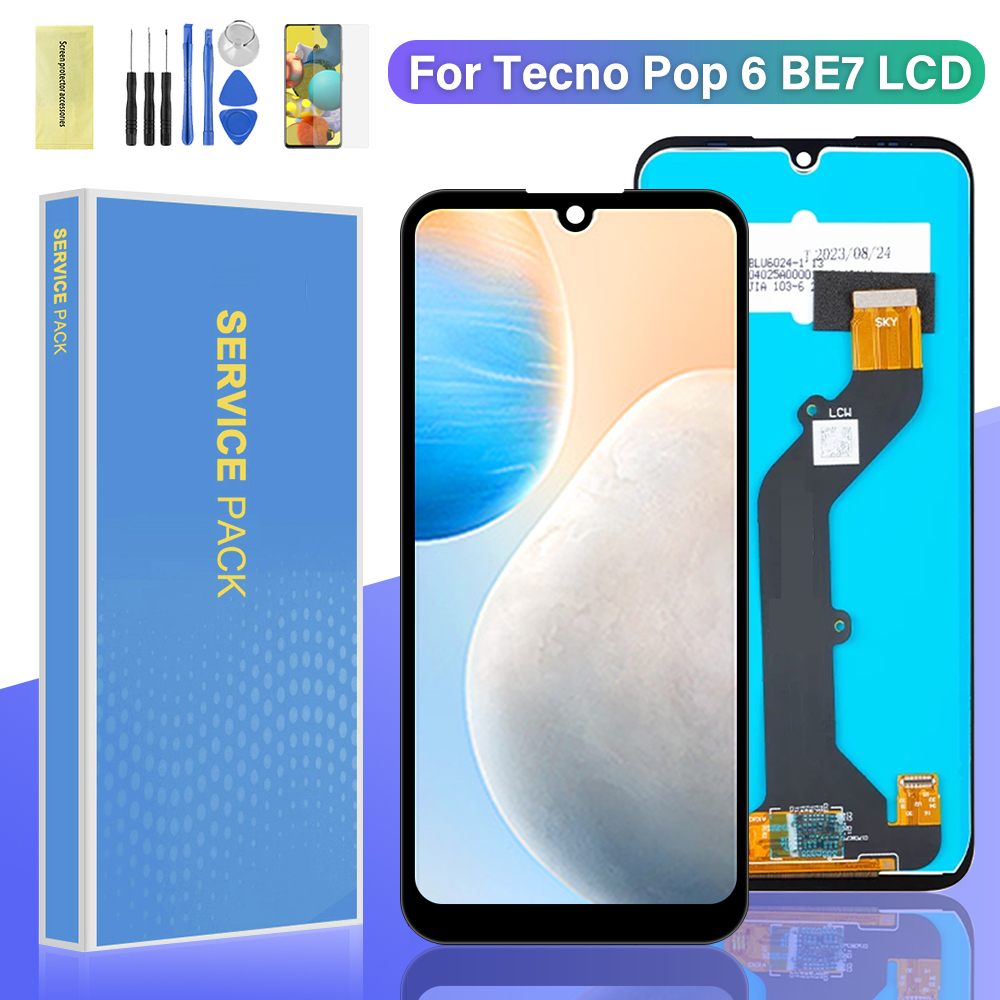สําหรับ Tecno Pop 6 BE7 จอแสดงผล LCD Digitizer ชุดหน้าจอสัมผัสพร้อมกรอบ