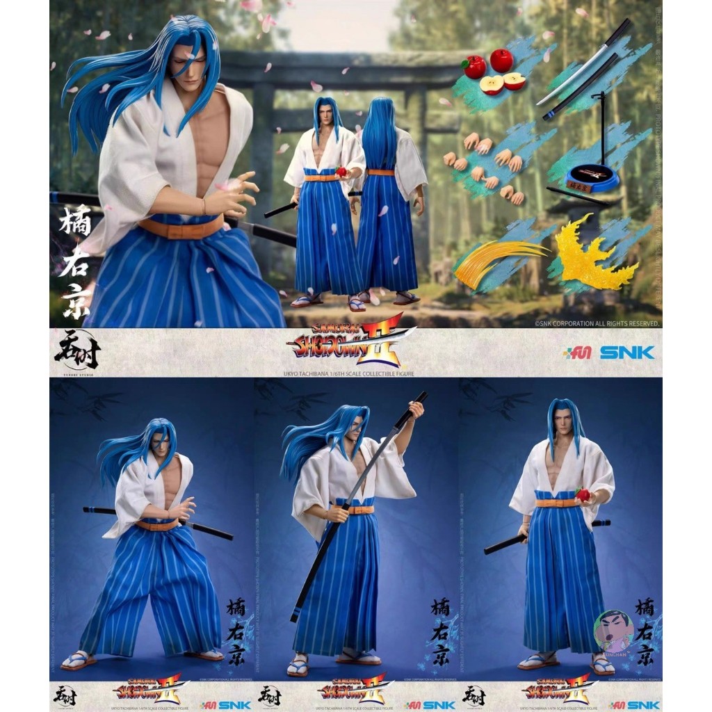 Tunshi Studio 1/6 SNK ได้รับอนุญาต Samurai Shodown Ukyo Tachibana Action Figure