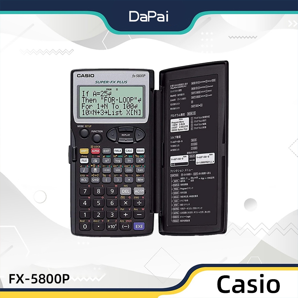 Casio fx-5800P เครื่องคิดเลขวิทยาศาสตร์ (สีดํา) - จอแสดงผล 4 สาย ตั้งโปรแกรมได้