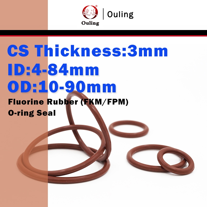 Ouling CS3mm O-Ring สีน้ําตาล FKM ID4-84 OD10-90mm Fluororubber แหวนปิดผนึก FPM ยางฟลูออรีนสวมใส่ความดันน้ํามันความต้านทานการกัดกร่อน