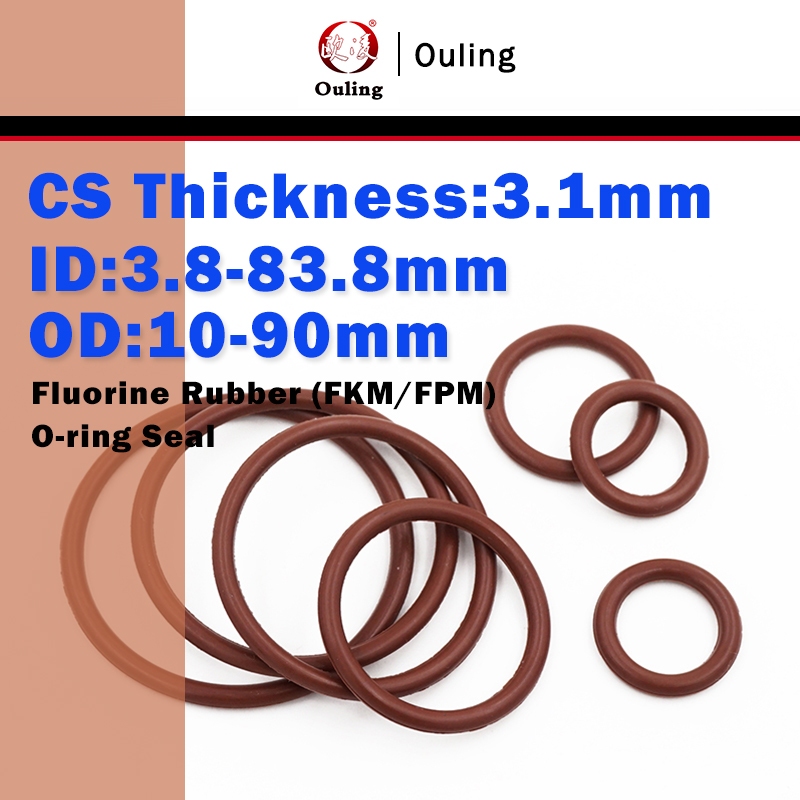 Ouling CS3.1 มม.O-แหวนสีน้ําตาล FKM ID3.8-83.8 OD10-90 มม.ฟลูออโรยางแหวนปิดผนึก FPM ฟลูออรีนยางความดันสวมใส่น้ํามันความต้านทานการกัดกร่อน
