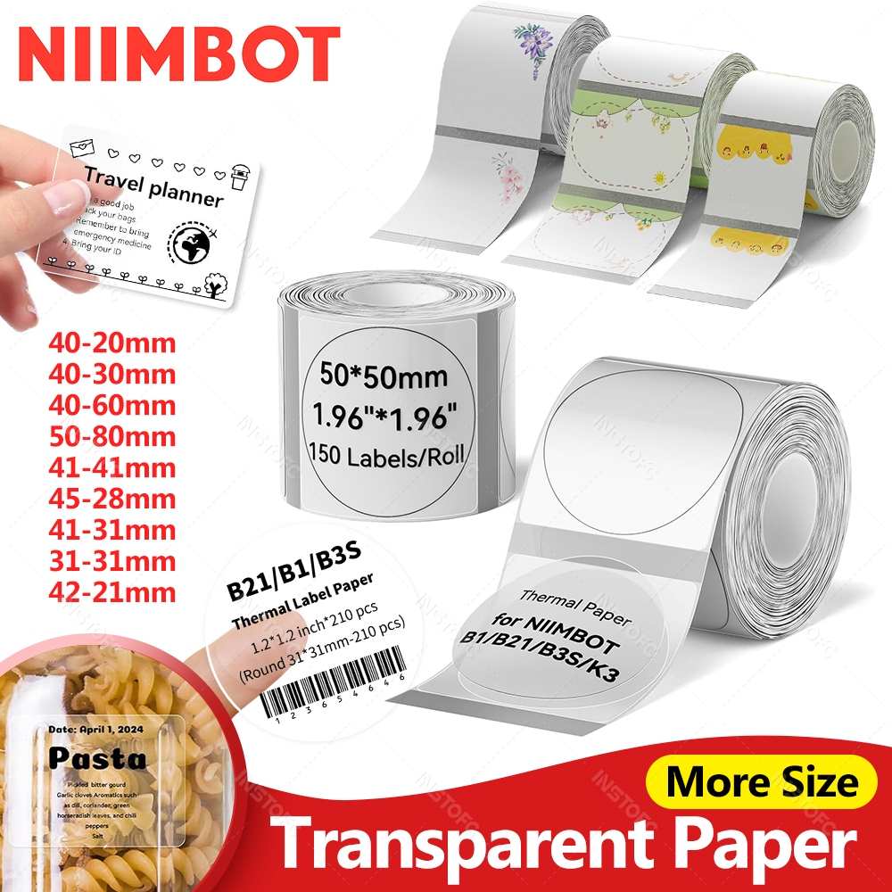 NIIMBOT B21/B1/B3S กระดาษความร้อนใส พิมพ์ฉลากบาร์โค้ด/วันที่/ราคา ใช้ในสํานักงาน