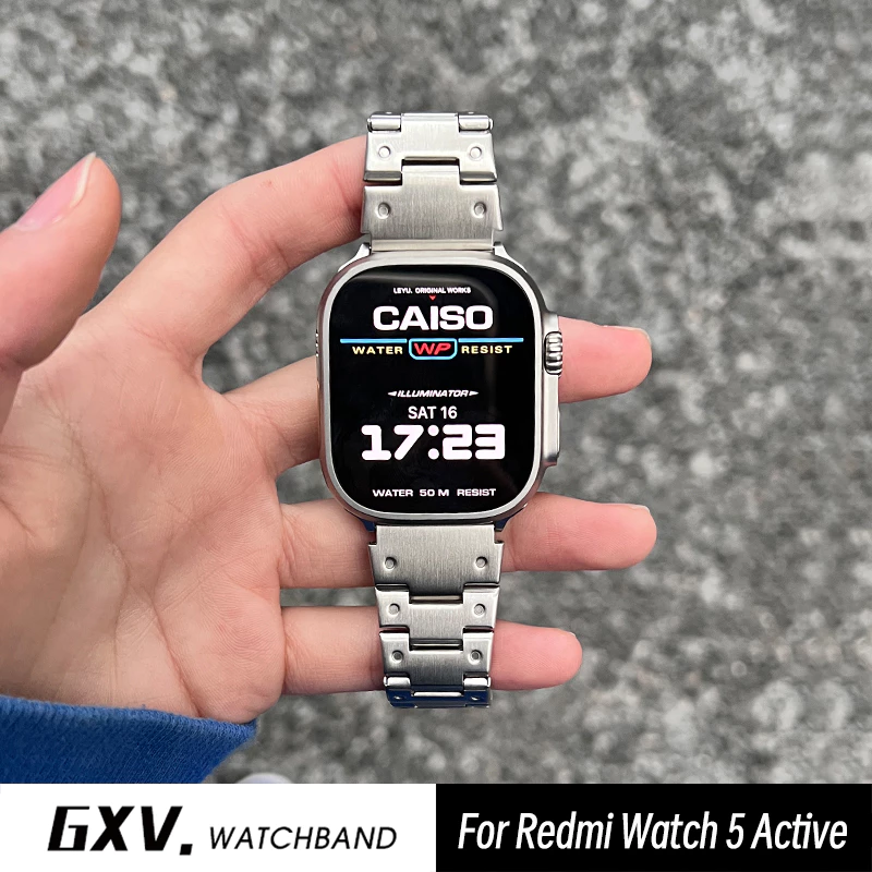โลหะเต็มรูปแบบสายสแตนเลสสําหรับ Redmi Watch 5 Lite Watchband Casio G-SHOCK สไตล์โลหะสําหรับ Redmi Watch 4 เคสป้องกัน 2 in 1 อัพเกรดปรับเปลี่ยนเคสแข็ง + ฟิล์มกระจก