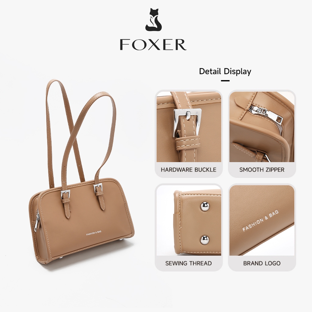 FOXER กระเป๋าสะพายสําหรับผู้หญิง กระเป๋าแฟชั่นใต้วงแขน สายสะพายไหล่ปรับได้ กระเป๋าสี่เหลี่ยมเล็ก