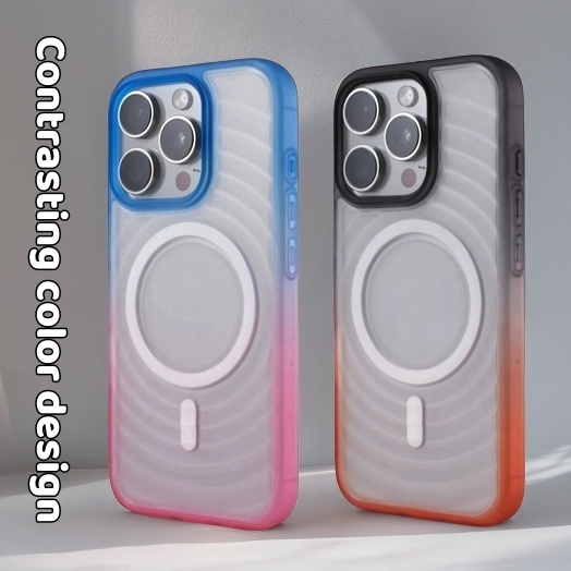 【Contrasting color design/Water ripples/Matte acrylic hard case/Orange】เคส compatible for iphone 12 13 14 15 16 pro max case