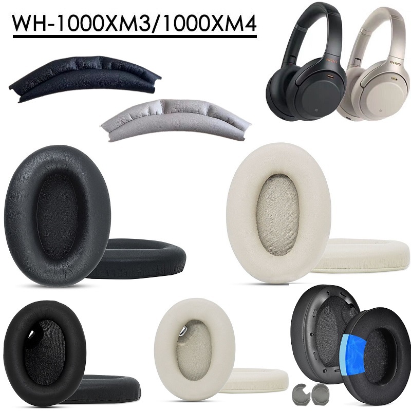 แผ่นรองหูฟังเปลี่ยน สําหรับ Sony WH-1000XM3/XM4 ชุดหูครอบหนังพร้อมแถบคาดศีรษะ