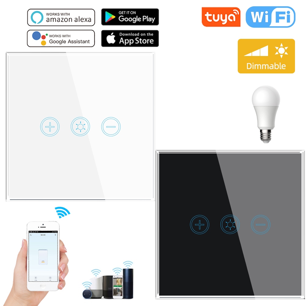 VISWE dimmer 220v dimmer switch EU Standard，118*72mm glass panel