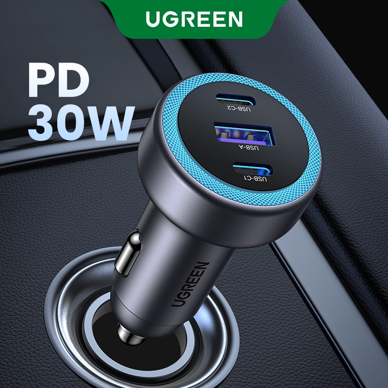 Ugreen Car Charger PD30W USB C Fast Charger สําหรับ iPhone 16 Pro Max 15 Fast Charging สําหรับโทรศัพท์มือถือ USB C ที่ชาร์จแบตในรถ