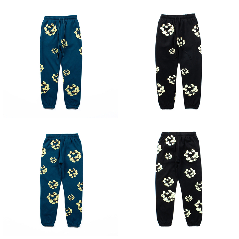 Dark Icon Denim Tear Jogging Pants Puff พิมพ์คุณภาพสูง Sweatpants ผู้ชายผู้หญิงสีดําสีเขียว