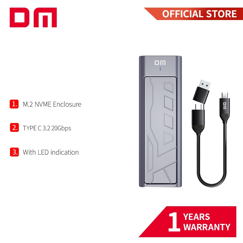 Dm M.2 NVME SSD 20Gbps เป็น USB 3.2 Type-C SSD Enclosure Case HD2000