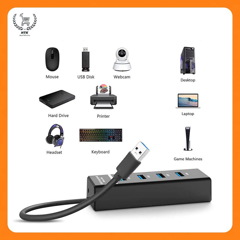 Hub USB 3.0 4 พอร์ต USB 3.0 รองรับฟังก์ชั่น OTG พร้อมพอร์ตพาวเวอร์ Micro USB 5V (W5P-U3)