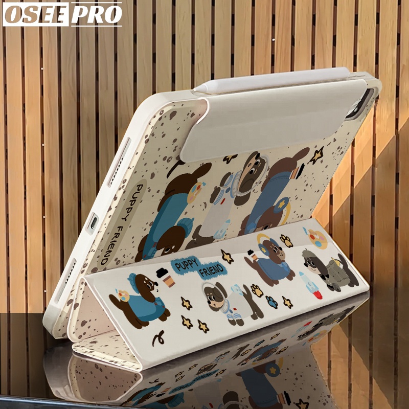 Osee Pro iPad Case ฝาพับสามพับ 3-in-1 720° หมุนแม่เหล็กที่ถอดออกได้ hard shell สําหรับ iPad M4 pro 7 13 pro 12.9 inch pro 2 3 4 5 11 นิ้ว iPad air 13 นิ้ว Air 4 Air 5 M2/M3 ไอแพด Air 6 Air 7 (2020/2022/2024/2025) ipad gen 7 8 9 ไอแพด gen 10 mini 6 7 กรณี