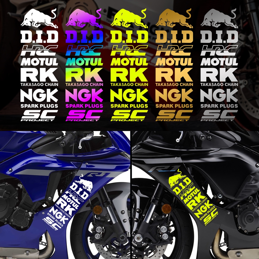 สติ๊กเกอร์มอเตอร์ไซค์สะท้อนแสง Laser Red Bull HR RK NGK SC กันน้ํารถจักรยานยนต์ Body Fender Tank Dec