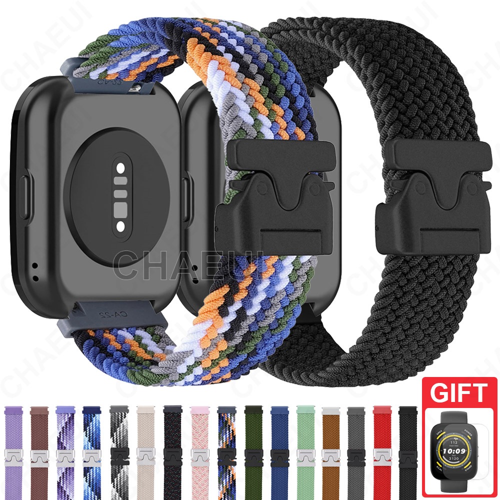 สายรัดไนลอนทออุปกรณ์เสริมสําหรับ Huami Amazfit Bip 6 5 Unity 3 U Pro S / GTS 4 Mini GTS 3 2