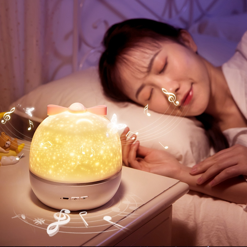 โคมไฟโปรเจคเตอร์ บลูทูธ LED ลายดาว สร้างบรรยากาศ ตกแต่งห้องนอน ตั้งโต๊ะ สำหรับเด็ก
