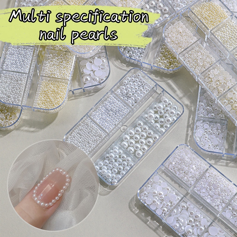 [พร้อมส่ง] ไข่มุกตลับ 6 ช่อง l อะไหล่แต่งเล็บ ไข่มุกติดเล็บ มุกติดเล็บ