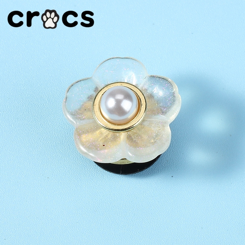 รองเท้า Crocs การ์ดดอกไม้ Luo Chi Zhibixing เครื่องประดับพื้นผิวเกรดสูงโลหะตกแต่งขนาดใหญ่โซ่มุกขนาดเล็กชุดห้าชิ้น