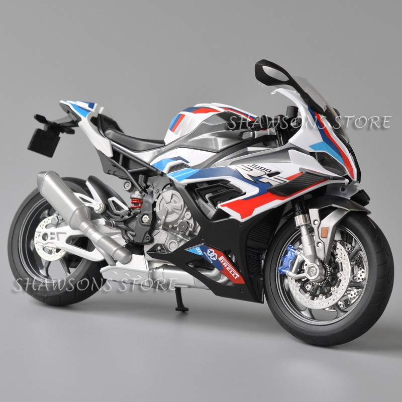 1:9 Scale Diecast รถจักรยานยนต์รุ่นของเล่น BMW M1000RR Racing Sport Bike Miniature Replica ทํางานไฟห