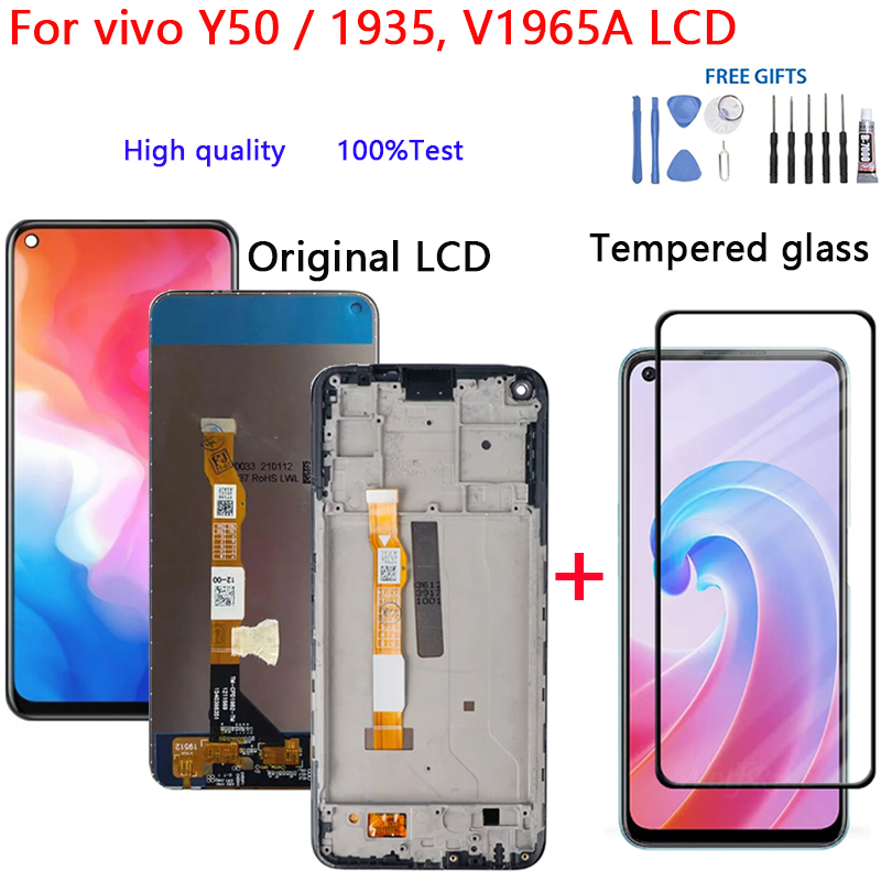 6.53 "LCD สําหรับ vivo Y50 / 1935, V1965A จอแสดงผล Touch Screen Digitizer Assembly