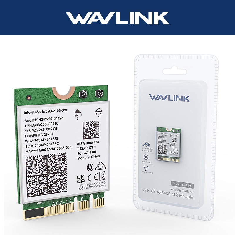 Wavlink WiFi6E การ์ดไร้สาย Intel AX210 Tri-band การ์ดเครือข่ายสําหรับ M.2 WiFi Slot Key-E/A สําหรับแ