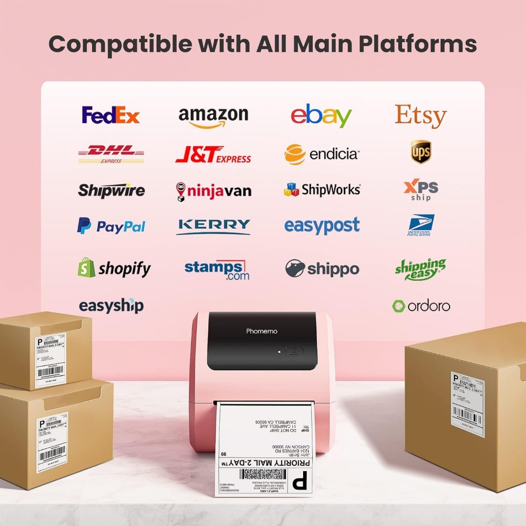 Phomemo D520BT เครื่องพิมพ์ใบปะหน้า  เครื่องพิมพ์สติ๊กเกอร์ บาโค้ด USB+Bluetooth A6 Thermal Printer