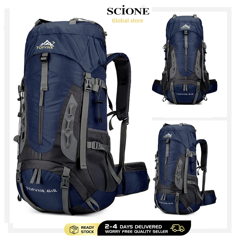 70l กระเป๋าขี่จักรยานปีนเขากระเป๋าเป้สะพายหลังผู้ชายขนาดใหญ่ความจุ Cross-country เดินป่าปีนเขากระเป๋