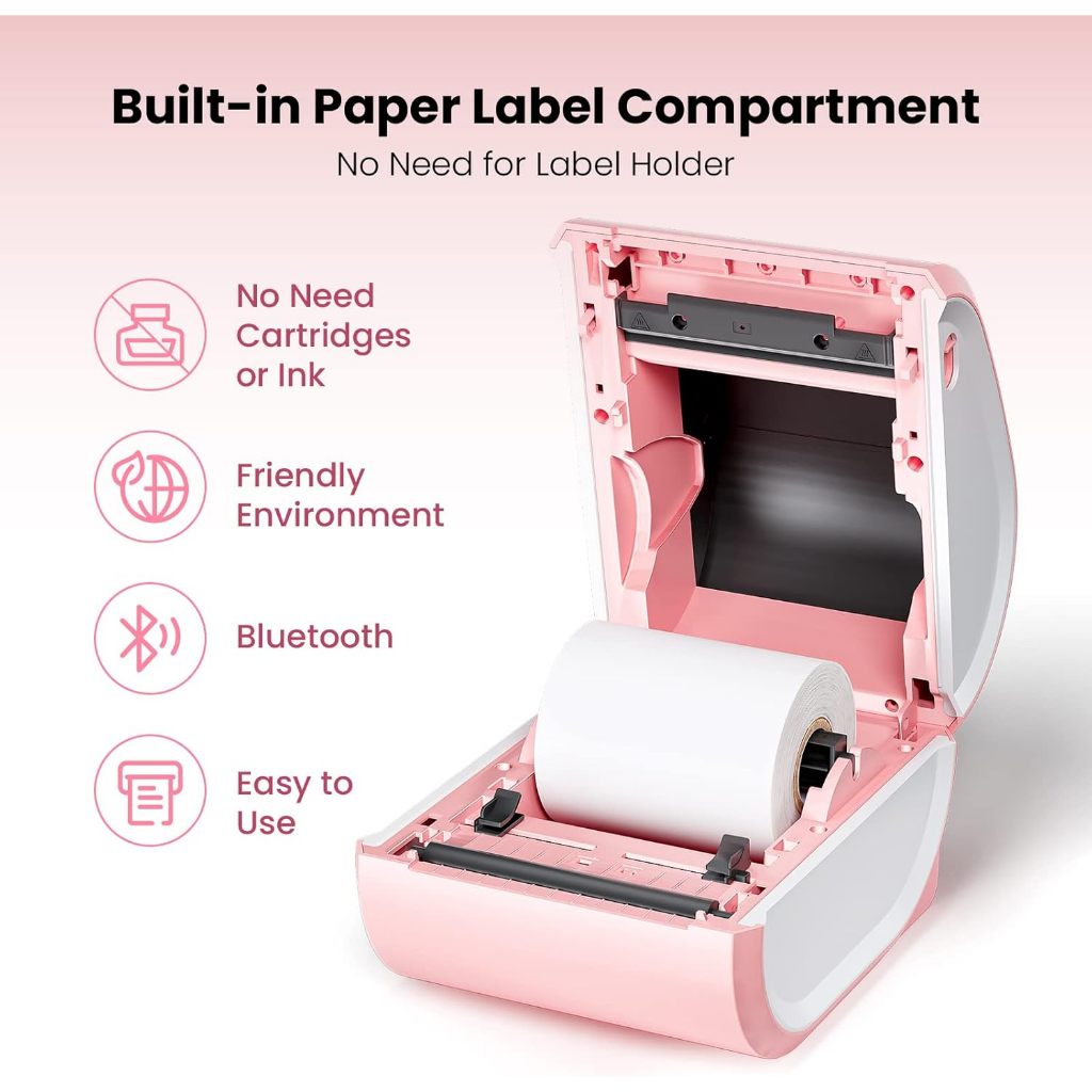 Phomemo D520BT เครื่องพิมพ์ใบปะหน้า  เครื่องพิมพ์สติ๊กเกอร์ บาโค้ด USB+Bluetooth A6 Thermal Printer