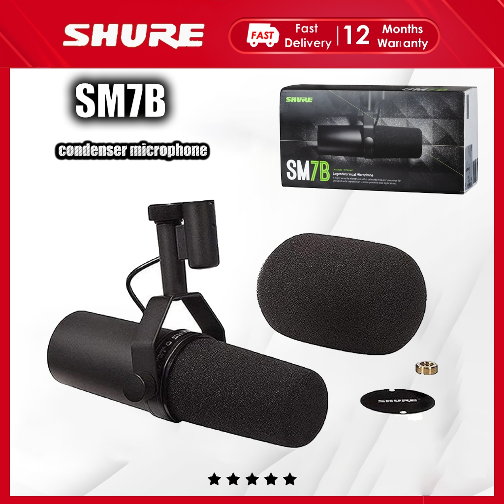 Shure SM7B ไมโครโฟนคอนเดนเซอร์ระดับมืออาชีพไมโครโฟนไมโครโฟนแห้งสําหรับ videoke studio podcasts vlogging