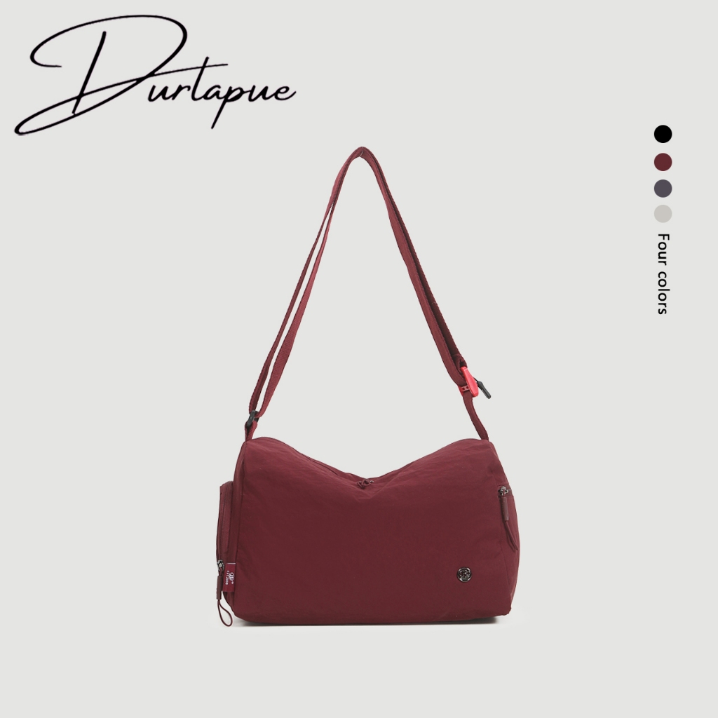 (Durlapue) กีฬาความจุขนาดใหญ่กระเป๋าสะพายไหล่เดียวสีทึบกระเป๋าผ้าเรียบง่าย
