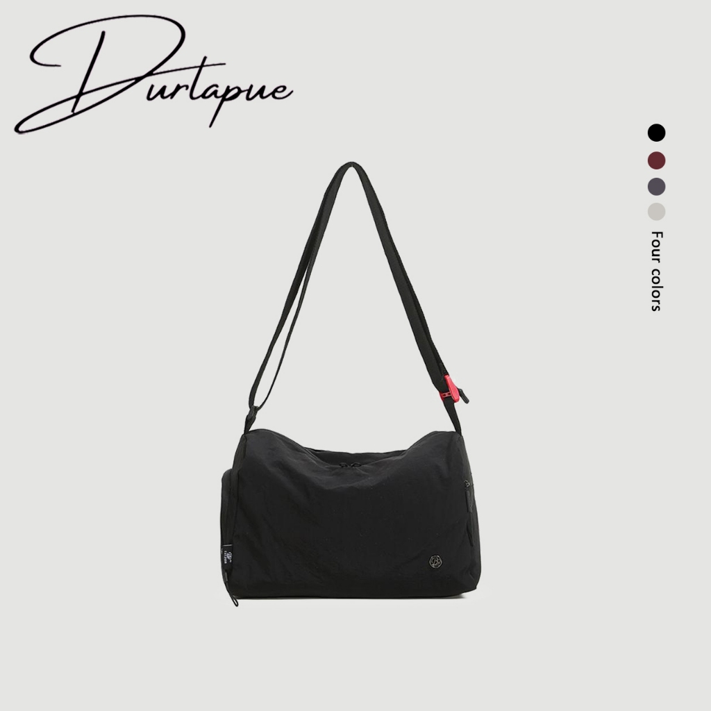 (Durlapue) กีฬาความจุขนาดใหญ่กระเป๋าสะพายไหล่เดียวสีทึบกระเป๋าผ้าเรียบง่าย