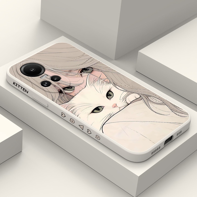 เคสโทรศัพท์สําหรับoppo Reno 10Pro 10 8Z 8 Pro 8T T Z 7Z 6 5 Pro Plus 5G 4GความงามและแมวCreative Desi